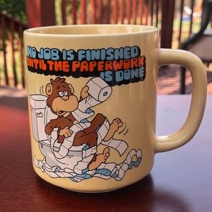 VTG 85 C.M. PAULA CO. Work/Job Comic Retro Mug